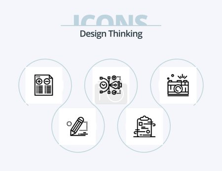 Ilustración de Design Thinking Line Icon Pack 5 Icon Design. un gráfico. a bordo. digital. analítica. tienda - Imagen libre de derechos