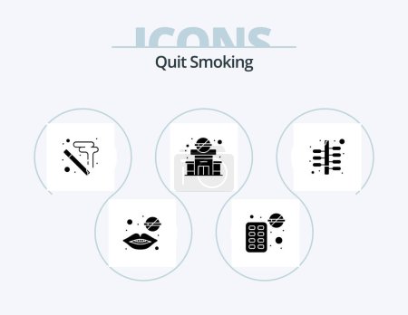 Illustration for Quit Smoking Glyph Icon Pack 5 Icon Design. cigarette. banned. block. clinic. stubbed - Royalty Free Image