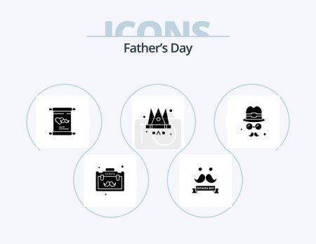 Illustration for Fathers Day Glyph Icon Pack 5 Icon Design. brim. king. invitation. father. crown - Royalty Free Image