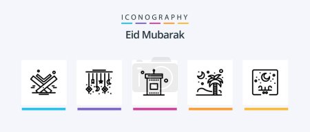 Illustration for Eid Mubarak Line 5 Icon Pack Including hot. soup. arabic. eid. book. Creative Icons Design - Royalty Free Image