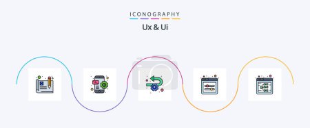 Téléchargez les illustrations : Ux And Ui Line Filled Flat 5 Icon Pack Including web. flowchart. agile. flow. ui sliders - en licence libre de droit