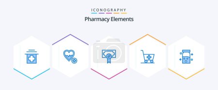 Téléchargez les illustrations : Pharmacy Elements 25 Blue icon pack including healthcare. drugs. hospital. medical - en licence libre de droit