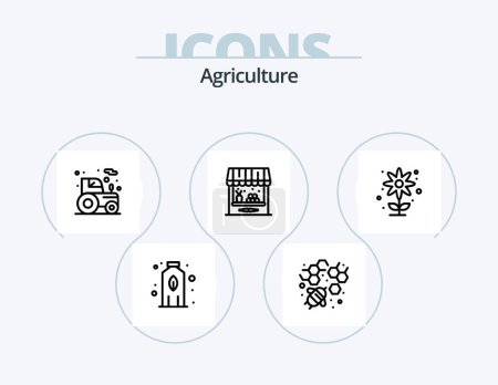 Téléchargez les illustrations : Agriculture Line Icon Pack 5 Icon Design. agriculture. nature. agriculture. garden. agriculture - en licence libre de droit