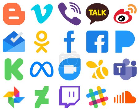 Ilustración de 20 Professional and Modern Flat Social Media Icons pandora. fb. weibo. facebook and inbox icons. Gradient Social Media Icons - Imagen libre de derechos