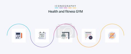 Téléchargez les illustrations : Gym Flat 5 Icon Pack Including healthcare. burger. fitness. time. calender - en licence libre de droit