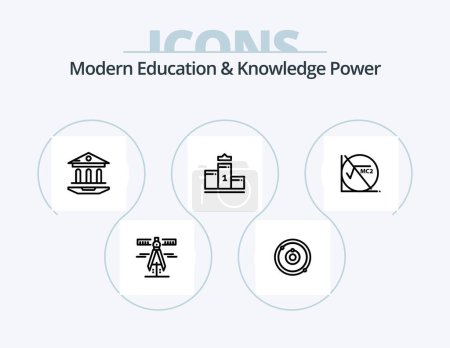 Ilustración de Modern Education And Knowledge Power Line Icon Pack 5 Icon Design. books . student . digital . tools. pencil - Imagen libre de derechos