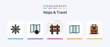 Téléchargez les illustrations : Maps and Travel Line Filled 5 Icon Pack Including . coordinate. porthole. Creative Icons Design - en licence libre de droit