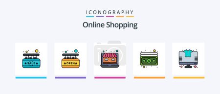 Illustration for Online Shopping Line Filled 5 Icon Pack Including cart. shop. secure. offer. mail. Creative Icons Design - Royalty Free Image