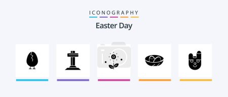 Téléchargez les illustrations : Easter Glyph 5 Icon Pack Including animal. egg. flower. easter. bowl. Creative Icons Design - en licence libre de droit
