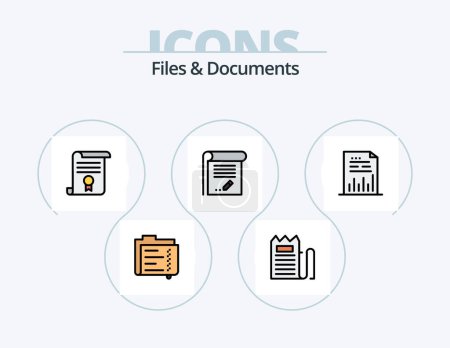 Illustration for Files And Documents Line Filled Icon Pack 5 Icon Design. data. archive. notepad. graph. document - Royalty Free Image