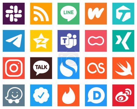 Ilustración de 20 Iconos minimalistas de redes sociales como las mujeres; iconos de maní y mensajeros. Profesional y de alta definición - Imagen libre de derechos