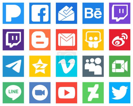 Ilustración de All in One Social Media Icon Set 20 iconos como telegrama; china; blog; sina y slideshare iconos. Alta calidad y moderno - Imagen libre de derechos