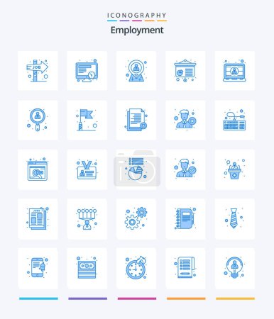 Illustration for Creative Employment 25 Blue icon pack  Such As engineer. computer. hr. presentation. chart - Royalty Free Image
