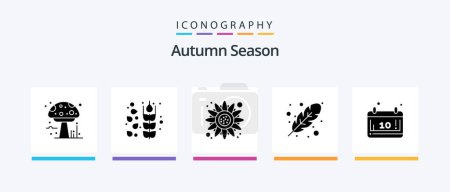 Ilustración de Autumn Glyph 5 Icon Pack Incluyendo octubre. otoño. Flor. Frío. Hoja. Diseño de iconos creativos - Imagen libre de derechos