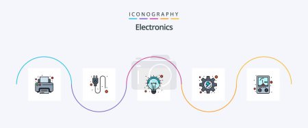 Illustration for Electronics Line Filled Flat 5 Icon Pack Including . meter. idea. ampere. gear - Royalty Free Image