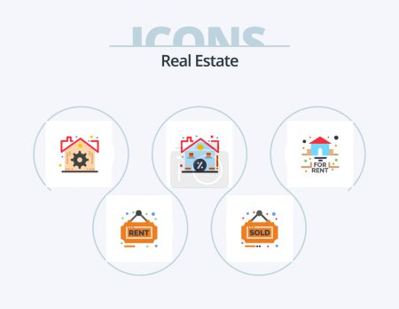 Ilustración de Real Estate Flat Icon Pack 5 Icon Design. real. estate. estate. sale. estate - Imagen libre de derechos