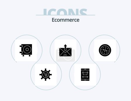 Illustration for Ecommerce Glyph Icon Pack 5 Icon Design. discount. outline. qr. email. wallet - Royalty Free Image