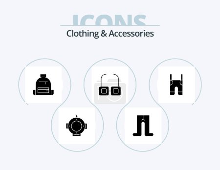 Illustration for Clothing and Accessories Glyph Icon Pack 5 Icon Design. pants. braces. camping. baby. read - Royalty Free Image