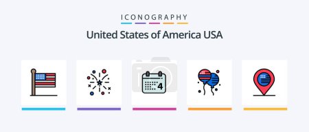 Illustration for Usa Line Filled 5 Icon Pack Including hotdog. america. america. maony. american. Creative Icons Design - Royalty Free Image