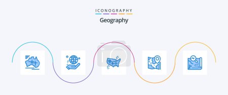 Illustration for Geo Graphy Blue 5 Icon Pack Including location. map. world. america. united - Royalty Free Image