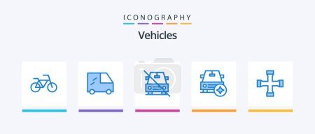 Ilustración de Vehicles Blue 5 Icon Pack Including . garage. slash. cross wrench. vehicles. Creative Icons Design - Imagen libre de derechos