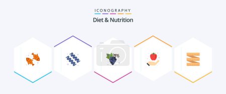 Ilustración de Diet And Nutrition 25 Flat icon pack including measurement. healthy. diet. healthy breakfast. apple - Imagen libre de derechos
