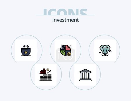 Illustration for Investment Line Filled Icon Pack 5 Icon Design. finance. investment. coin. growth. money - Royalty Free Image