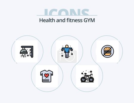 Illustration for Gym Line Filled Icon Pack 5 Icon Design. checklist. basket ball. body. gym. pills - Royalty Free Image