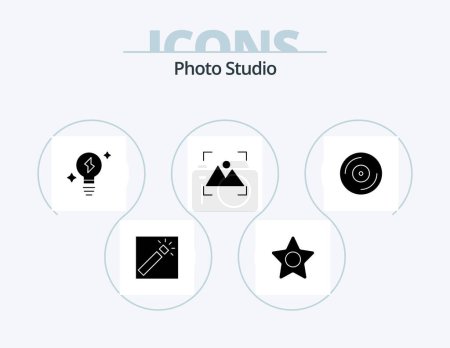 Ilustración de Foto Studio Glyph Icon Pack 5 Icon Design. .. dvd. Luz. cd. foto - Imagen libre de derechos
