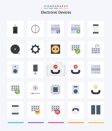 Ilustración de Dispositivos creativos 25 Paquete de iconos planos, como gadgets. dispositivos. sincronización. smartphone. dispositivo - Imagen libre de derechos