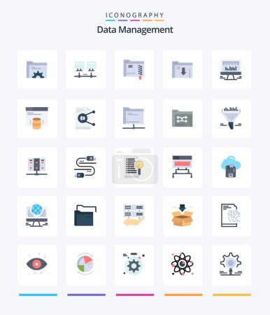 Illustration for Creative Data Management 25 Flat icon pack  Such As beat. computer. folder. download. folder - Royalty Free Image