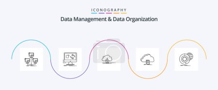Ilustración de Data Management And Data Organization Line 5 Icon Pack Including document. cloud. install. computing. save - Imagen libre de derechos