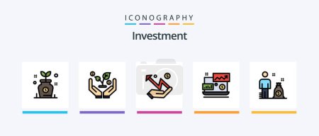 Illustration for Investment Line Filled 5 Icon Pack Including balance. percent gain. jar. funel. investment. Creative Icons Design - Royalty Free Image
