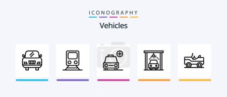 Photo for Vehicles Line 5 Icon Pack Including vehicles. takeoff. car. plane. love. Creative Icons Design - Royalty Free Image