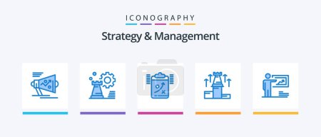 Illustration for Strategy And Management Blue 5 Icon Pack Including fort. strategy. setting. management. strategy. Creative Icons Design - Royalty Free Image