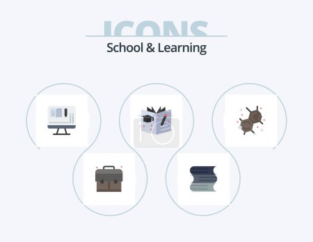 Ilustración de Escuela y aprendizaje Flat Icon Pack 5 Icon Design. .. .. educación. Laboratorio. química - Imagen libre de derechos