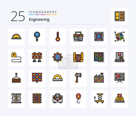 Illustration for Engineering 25 Line Filled icon pack including processor. cpu. thermometer. toolkit. construction - Royalty Free Image