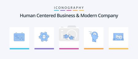 Ilustración de Human Centered Business And Modern Company Blue 5 Icon Pack Including upload. update. logo. cloud. ok. Creative Icons Design - Imagen libre de derechos