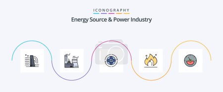 Illustration for Energy Source And Power Industry Line Filled Flat 5 Icon Pack Including . eletrical. connect. ampere meter. construction - Royalty Free Image
