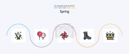 Illustration for Spring Line Filled Flat 5 Icon Pack Including spring. leaf. wind. growth. shoe - Royalty Free Image