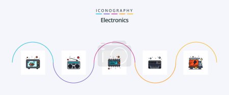 Illustration for Electronics Line Filled Flat 5 Icon Pack Including . truck. electronic. packet. synthesizer - Royalty Free Image