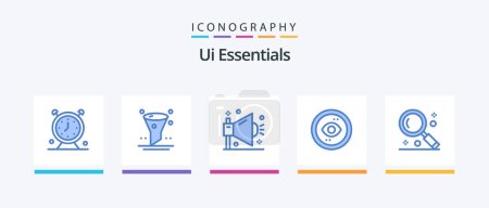 Ilustración de Ui Essentials Blue 5 Icon Pack Including ui. eye. ui. browser. seo. Creative Icons Design - Imagen libre de derechos