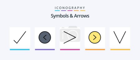 Ilustración de Symbols and Arrows Line Filled 5 Icon Pack Including . new. next. circle. Creative Icons Design - Imagen libre de derechos