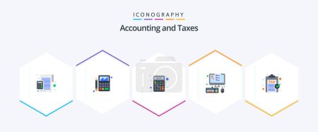 Illustration for Taxes 25 Flat icon pack including management. devices. chart. money. finance - Royalty Free Image