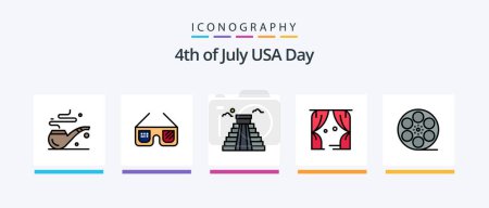 Illustration for Usa Line Filled 5 Icon Pack Including imerican. sunglasses. imerican. american. ice. Creative Icons Design - Royalty Free Image