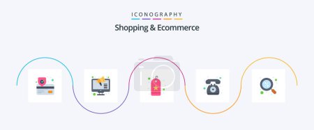 Ilustración de Shopping And Ecommerce Flat 5 Icon Pack Including ecommerce. communication. bookmark. telephone. contact - Imagen libre de derechos