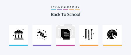 Illustration for Back To School Glyph 5 Icon Pack Including education. color. back to school. back to school. pencil. Creative Icons Design - Royalty Free Image