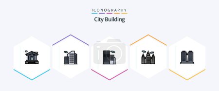 Téléchargez les illustrations : City Building 25 FilledLine icon pack including . canada. . place - en licence libre de droit