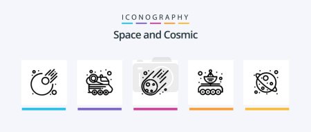 Illustration for Space Line 5 Icon Pack Including . space. black hole. satellite. universe. Creative Icons Design - Royalty Free Image