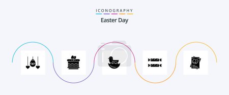 Illustration for Easter Glyph 5 Icon Pack Including eggs. passpoet. duck. holiday. candy - Royalty Free Image